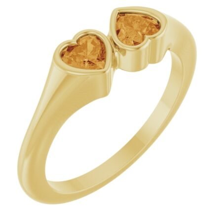 14k Yellow Natural Citrine Two-stone Ring