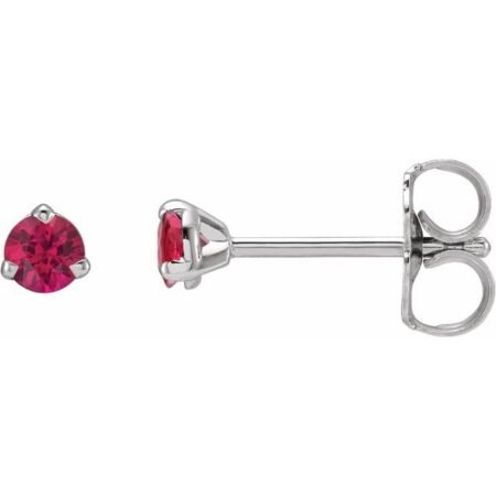 14k White 3 Mm Natural Ruby Earrings