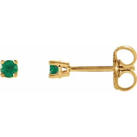 14k Yellow 2.5 Mm Natural Emerald Earrings