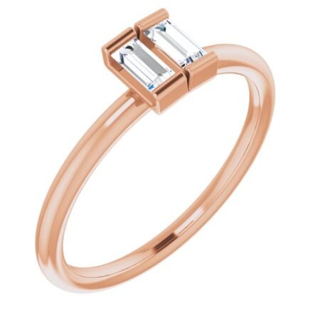 14k Rose 1/4 Ctw Natural Diamond Two-stone Ring