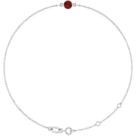 14k White Natural Mozambique Garnet 6 1/2-7 1/2' Bracelet