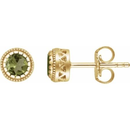 14k Yellow Natural Peridot Stud Earrings