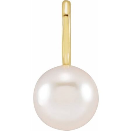 14k Yellow Cultured White Akoya Pearl Charm/pendant