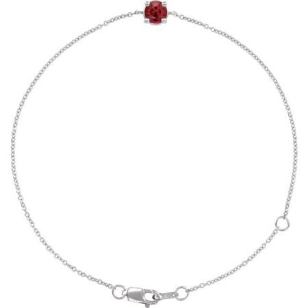Sterling Silver Natural Ruby  6 1/2-7-1/2' Bracelet