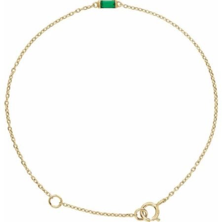 14k Yellow Straight Baguette Natural Emerald 6 1/2-7 1/2' Bracelet