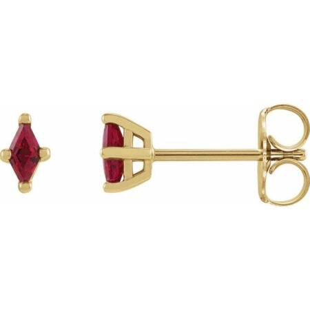 14k Yellow 4x2 Mm Lab-grown Ruby Earrings