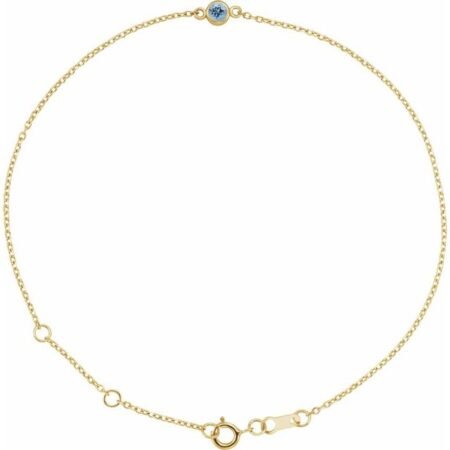 14k Yellow Natural Aquamarine Bezel-set Solitaire 6 1/2-7 1/2' Bracelet