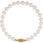 14k Yellow Cultured White Akoya Pearl 7' Bracelet