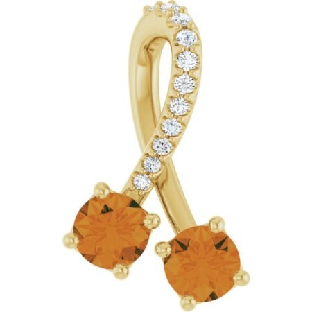 14k Yellow Natural Citrine & .05 Ctw Natural Diamond Pendant