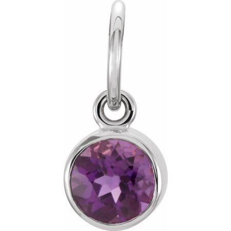 14k White Posh Mommy® Imitation Amethyst Charm/pendant
