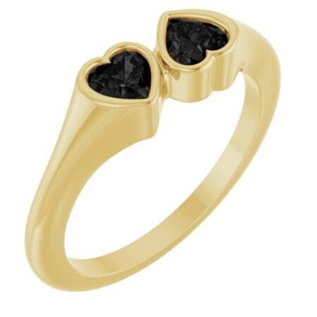 14k Yellow Natural Onyx Two-stone Ring