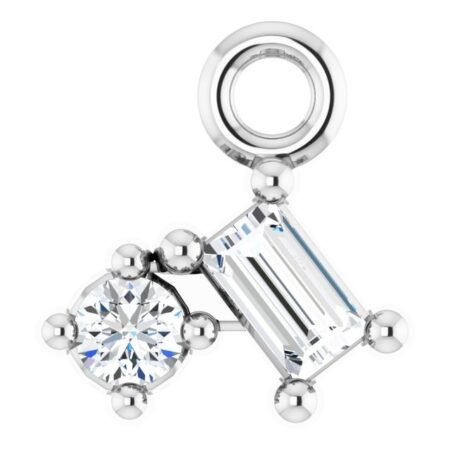 14k White .04 Ctw Natural Diamond Dangle