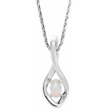 Sterling Silver Natural White Opal 16-18' Necklace