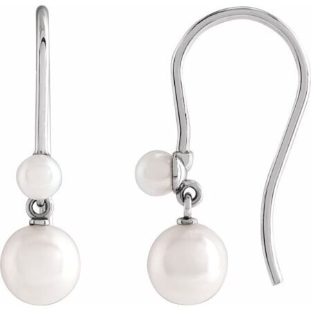 14k White Cultured White Freshwater Pearl Earrings