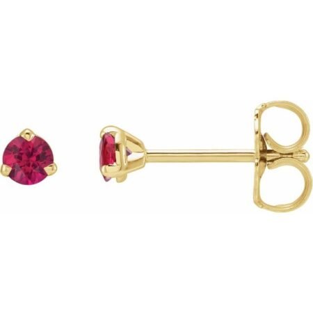 14k Yellow 3 Mm Natural Ruby Earrings