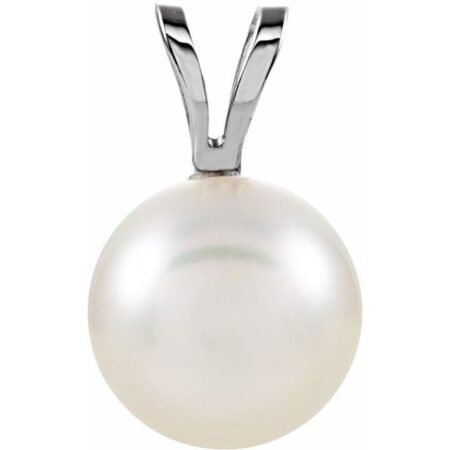 14k White Cultured White Akoya Pearl Pendant
