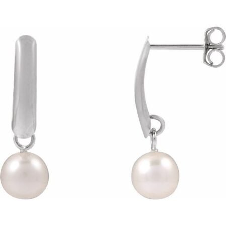 14k White Cultured White Freshwater Pearl Earrings