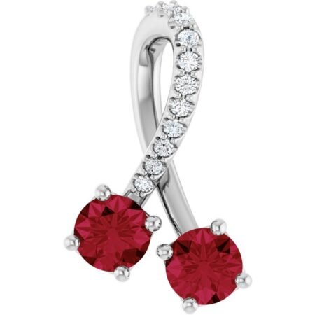 Platinum Natural Ruby & .05 Ctw Natural Diamond Pendant