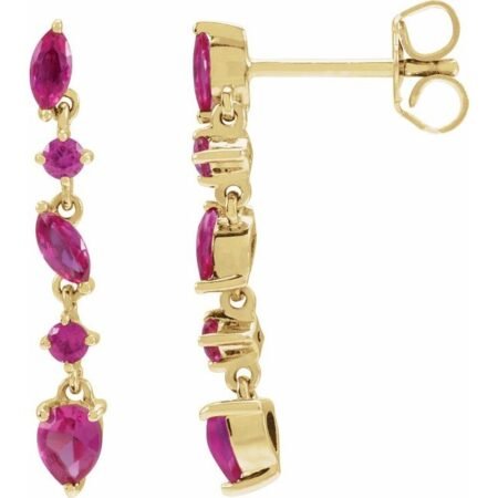 14k Yellow Natural Ruby Earrings