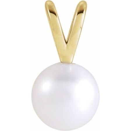14k Yellow Cultured White Akoya Pearl Pendant
