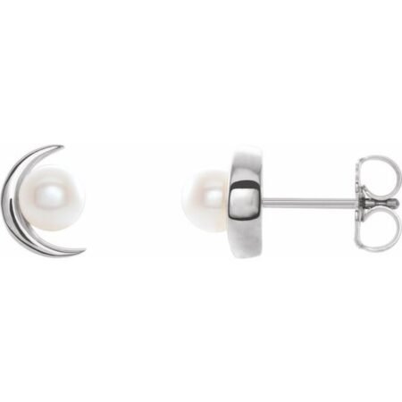 14k White Cultured White Freshwater Pearl Earrings