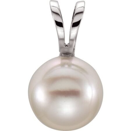 14k White Cultured White Akoya Pearl Pendant