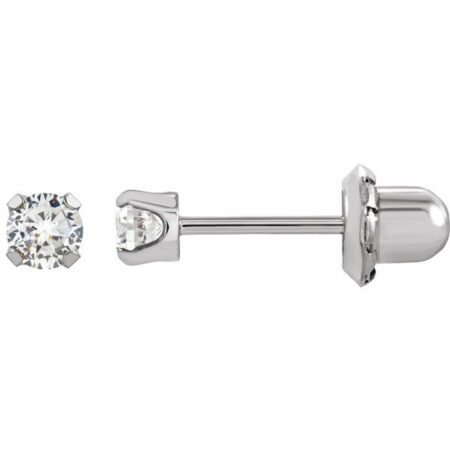 14k White Gold-plated 14k White 3 Mm Imitation White Cubic Zirconia Inverness® Piercing Stud Earrings