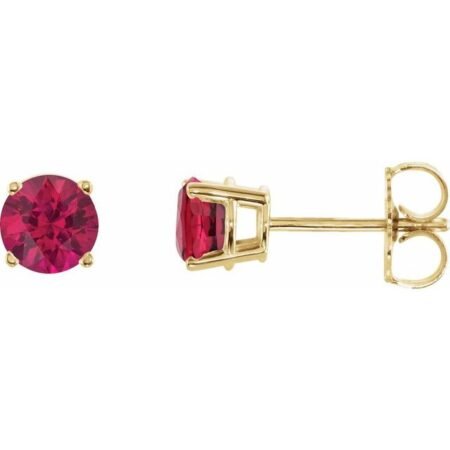 14k Yellow 5 Mm Natural Ruby Earrings