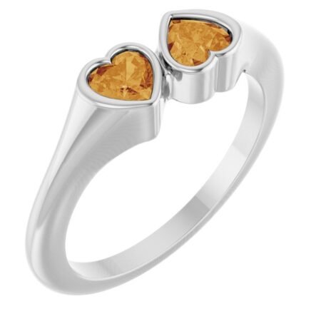 Platinum Natural Citrine Two-stone Ring