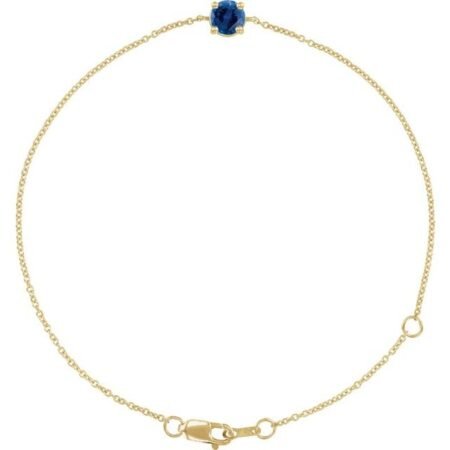 14k Yellow Lab-grown Blue Sapphire  6 1/2-7-1/2' Bracelet
