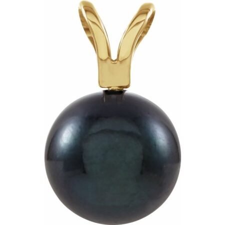 14k Yellow Cultured Black Akoya Pearl Pendant