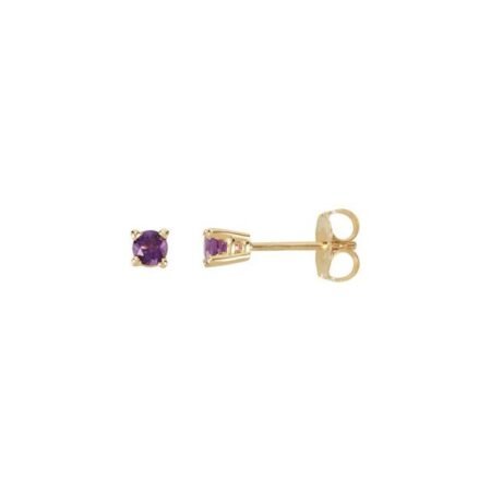 14k Yellow 3 Mm Natural Amethyst Earrings
