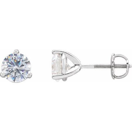 14k White 6.5 Mm Imitation White Cubic Zirconia Stud Earrings