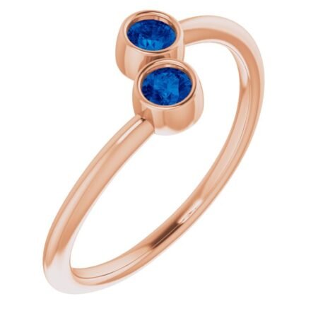14k Rose Natural Blue Sapphire Two-stone Ring