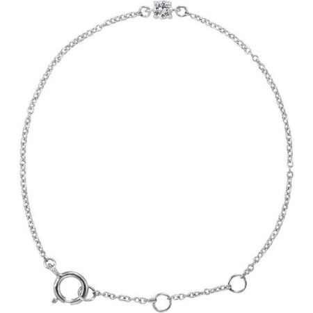 14k White Imitation White Sapphire Youth Birthstone 4 1/2-5 1/2' Bracelet