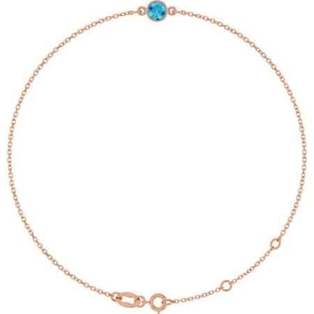14k Rose Natural Blue Zircon 6 1/2-7 1/2' Bracelet