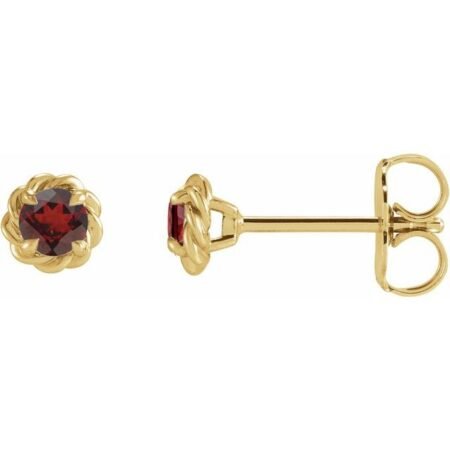 14k Yellow 3 Mm Natural Mozambique Garnet Claw-prong Rope Earrings