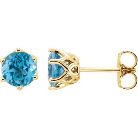 14k Yellow Natural Swiss Blue Topaz Earrings
