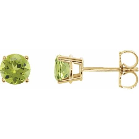14k Yellow 5 Mm Natural Peridot Earrings
