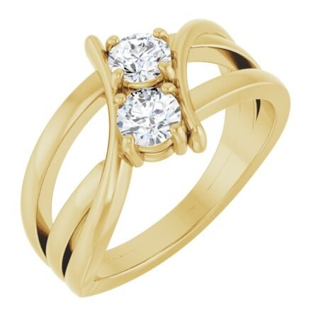 14k Yellow 1/2 Ctw Natural Diamond Two-stone Ring
