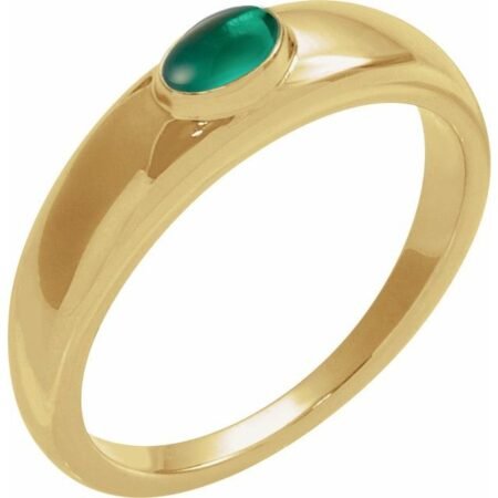 14k Yellow Natural Emerald Dome Ring