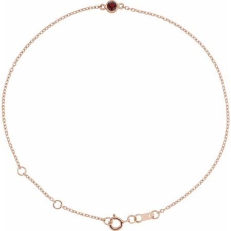 14k Rose Natural Mozambique Garnet Bezel-set Solitaire 6 1/2-7 1/2' Bracelet