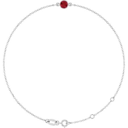 14k White Lab-grown Ruby 6 1/2-7 1/2' Bracelet