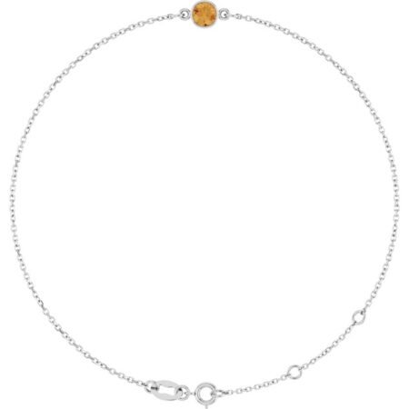 14k White Natural Citrine 6 1/2-7 1/2' Bracelet