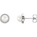 14k White 5.5-6 Mm Cultured White Freshwater Pearl Earrings