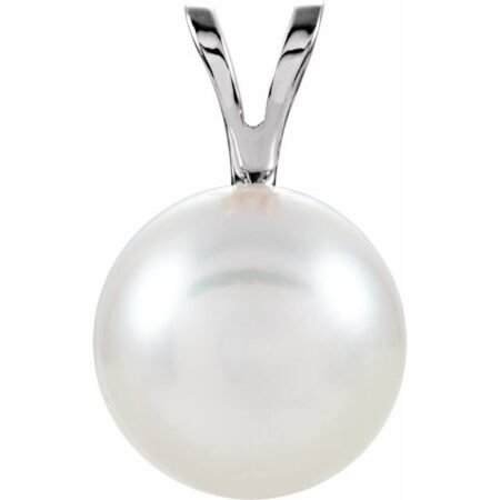 14k White Cultured White Akoya Pearl Pendant