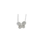 Sterling Silver Imitation White Cubic Zirconia Butterfly 18' Necklace