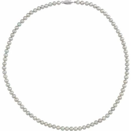 14k White Cultured Gray Freshwater Pearl 18' Necklace