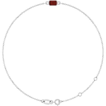 14k White Natural Mozambique Garnet 6 1/2-7 1/2' Bracelet
