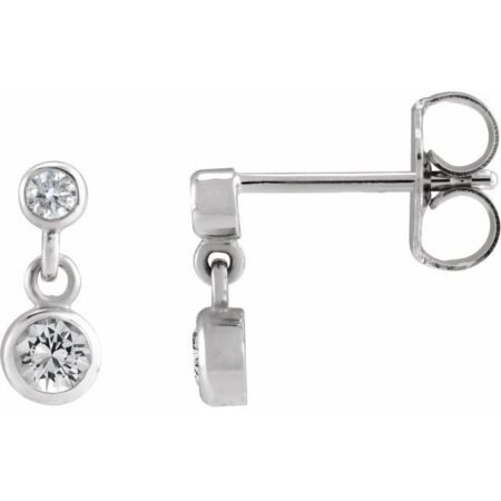 Platinum Natural White Sapphire & .05 Ctw Natural Diamond Two-stone Earrings